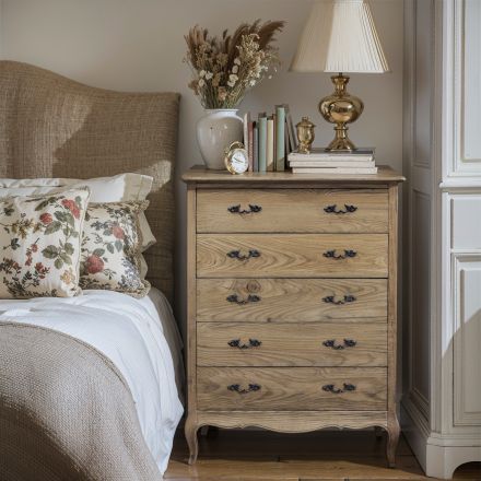 French Provincial Furniture 5 Chest of Drawers Tallboy Cabinet Natural Ash