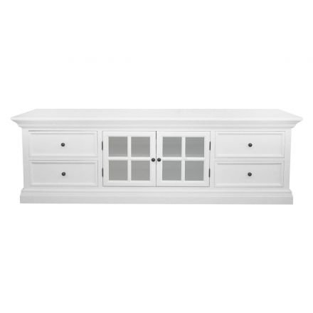 Hamptons Halifax White TV Unit Entertainment With Drawers