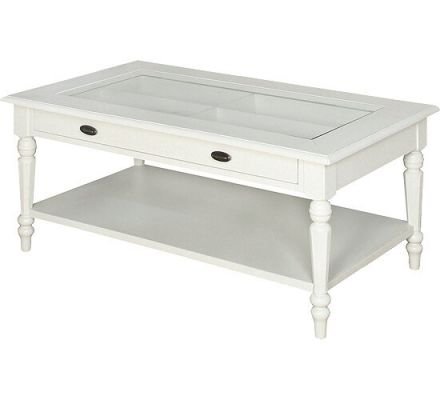 Hamptons Coffee Table with Glass Display Top and One Drawer