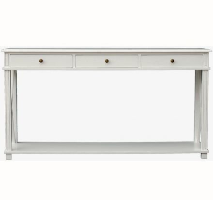 Hamptons Halifax Side Cross Drawers Console Hall Table Furniture White 