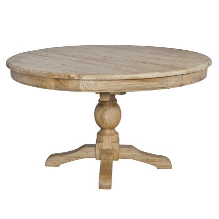 French Provincial Pedestal Round 140-180cm Extendable Dining Table NATURAL
