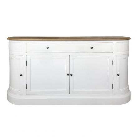 Hamptons Provence Sideboard Buffet in WHITE/BLACK with Natural Top