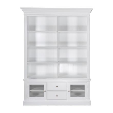 Hamptons Versatile Bookcase Cabinet with cupboard and drawers White