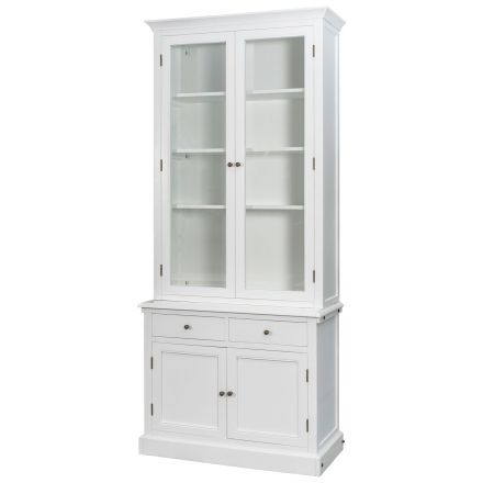 Hampton Halifax 2 Glass Door Hutch Display and Buffet Cabinet Bookcase Cupboard