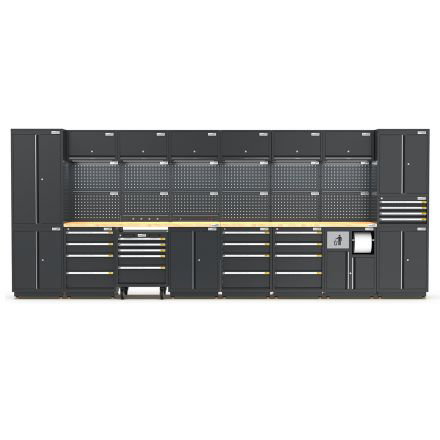 UltraTools 4960mm x 580mm x 2020mm Black Semi-Industrial Workshop Garage Storage Cabinet Set