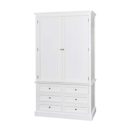 Hamptons 2 Door Bedroom Wardrobe with 6 Drawers Cupboard White Black