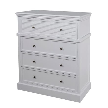 Hamptons Coastal Seaside 4 Chest of Drawers Tallboy Cabinet in BLACK WHITE