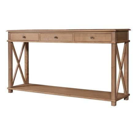 Hamptons Halifax Side Cross Drawers Console Hall Table Furniture Natural Ash