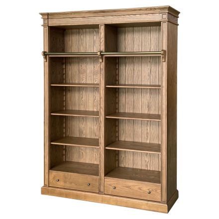 Hamptons Open Library Bookcase with Ladder 170cm Width in Natural