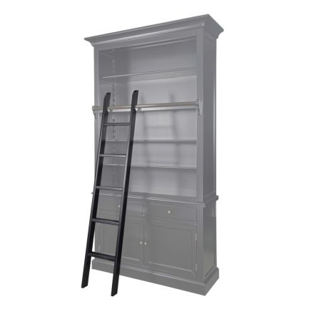 Ladder of Open Library Bookcase White Black & Natural