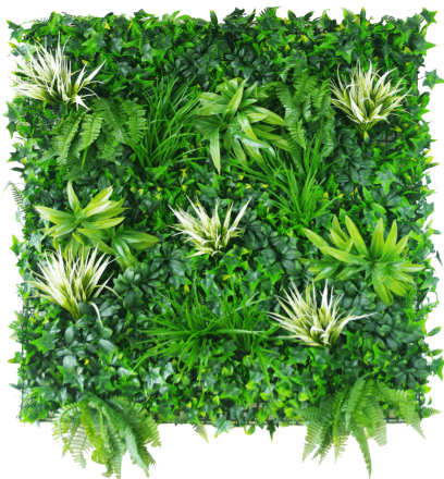 White Grassy Greenery Vertical Garden / Green Wall Uv Resistant 100cm X 100cm