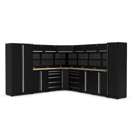 UltraTools 3200/3550mm x 550mm x 2025mm Black Economy Workshop Garage Storage Cabinet Set