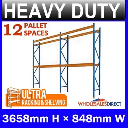 Pallet Racking 2 Bay System 3658mm High 12 Pallet Spaces