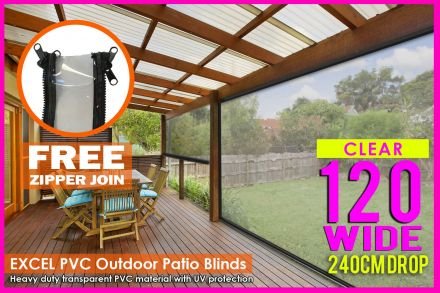 120CM X 240CM Heavy Duty PVC Clear Patio Cafe Blinds Outdoor UV Protect Awning