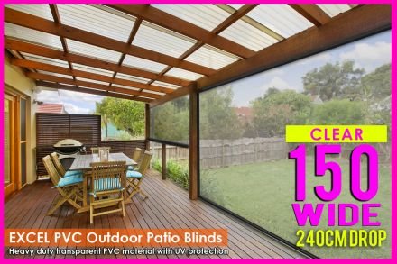 150CM X 240CM Heavy Duty PVC Clear Patio Cafe Blinds Outdoor UV Protect Awning