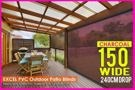 150CM X 240CM Heavy Duty PVC Tinted Patio Cafe Blinds Outdoor UV Protect Awning