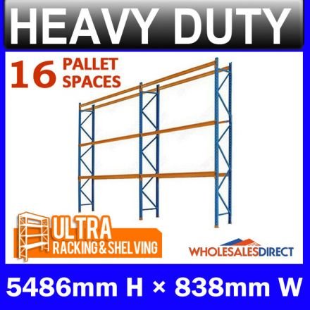 Pallet Racking 2 Bay System 5486mm High 16 Pallet Spaces
