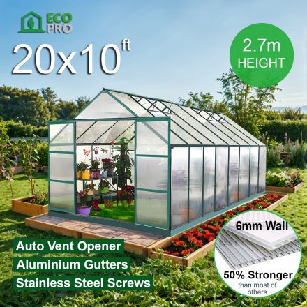 EcoPro 6mm Greenhouse 20 x 10ft 2.70m Height