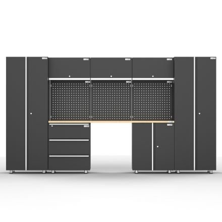 UltraTools 3380mm x 500mm x 1870mm  Black Workshop Garage Storage Cabinet Set