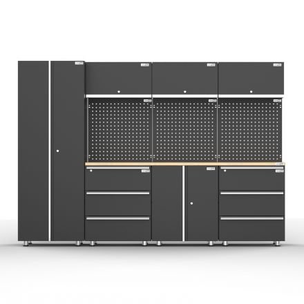 UltraTools 2710mm x 500mm x 1870mm Black Workshop Garage Storage Cabinet Set