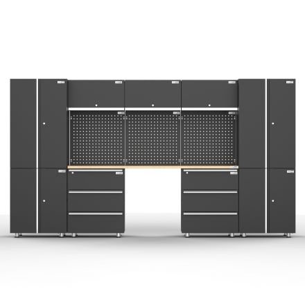 UltraTools 3380mm x 500mm x 1870mm Black Workshop Garage Storage Cabinet Set