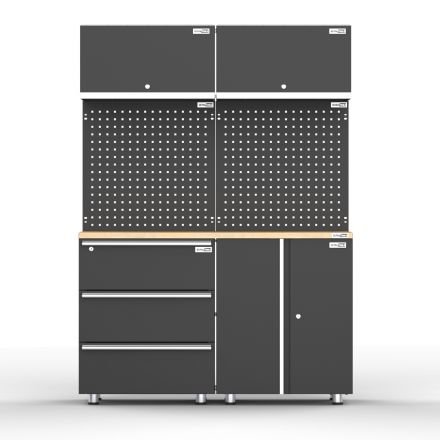UltraTools 1355mm x 500mm x 1870mm Black Workshop Garage Storage Cabinet Set