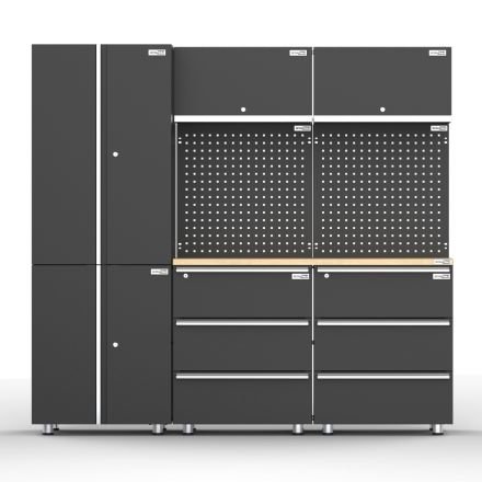 UltraTools 2030mm x 500mm x 1870mm Black Workshop Garage Storage Cabinet Set							