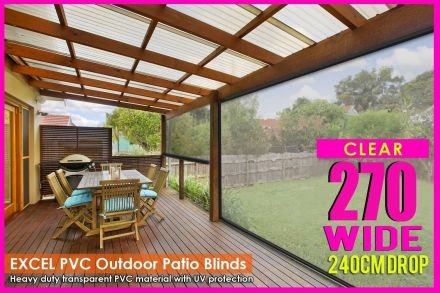 270CM X 240CM Heavy Duty PVC Clear Patio Cafe Blinds Outdoor UV Protect Awning