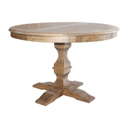 French Provincial OAK Extendable Round Pedestal Dining Table