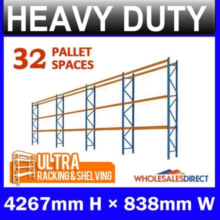Pallet Racking 4 Bay System 4267mm High 32 Pallet Spaces