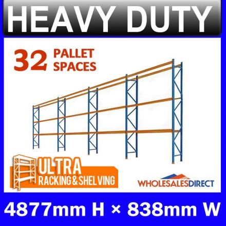 Pallet Racking 4 Bay System 4877mm High 32 Pallet Spaces