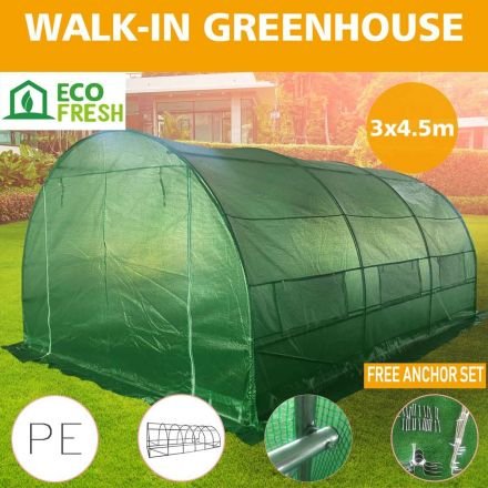 Greenhouse EcoFresh Walk in Greenhouses 4.5m x 3m x 2m Strong Galvanised Frame
