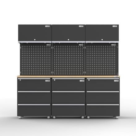 UltraTools 2030mm x 480mm x 1870mm  Black Workshop Garage Storage Cabinet Set