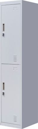 Padlock-operated Lock 2-door Vertical Locker For Office Gym Shed School Home Storage Grey