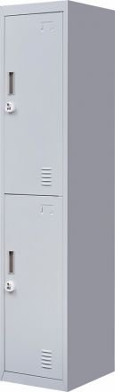 3-digit Combination Lock 2-door Vertical Locker For Office Gym Shed School Home Storage Grey