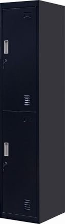 Standard Lock 2-door Vertical Locker For Office Gym Shed School Home Storage Black