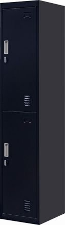Padlock-operated Lock 2-door Vertical Locker For Office Gym Shed School Home Storage Black