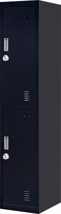 3-digit Combination Lock 2-door Vertical Locker For Office Gym Shed School Home Storage Black