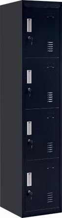 Standard Lock 4-door Vertical Locker For Office Gym Shed School Home Storage Black