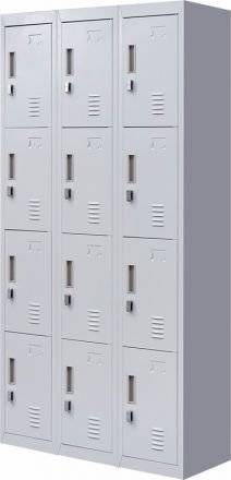 Padlock-operated Lock 12 Door Locker For Office Gym - Light Grey