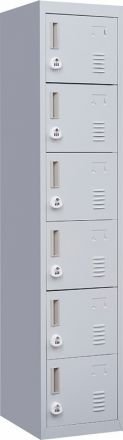 3-digit Combination Lock 6-door Locker For Office Gym Shed School Home Storage Grey