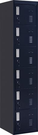 Standard Lock 6-door Locker For Office Gym Shed School Home Storage Black