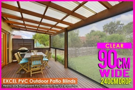 90CM X 240CM Heavy Duty PVC Clear Patio Cafe Blinds Outdoor UV Protect Awning