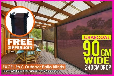 90CM X 240CM Heavy Duty PVC Tinted Patio Cafe Blinds Outdoor UV Protect Awning