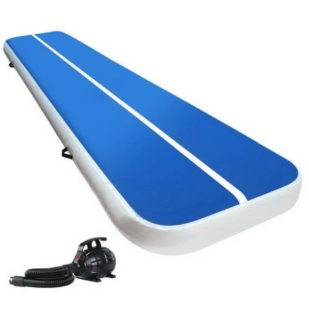 Everfit 4x1m Inflatable Air Track Mat 20cm Thick With Pump Tumbling Gymnastics Blue