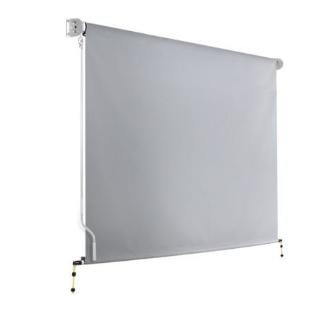 3m X 2.5m Retractable Straight Drop Roll Down Awning - Grey