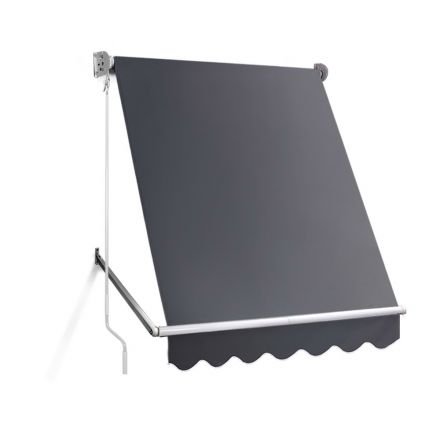 1.5m X 2.1m Retractable Fixed Pivot Arm Awning - Grey