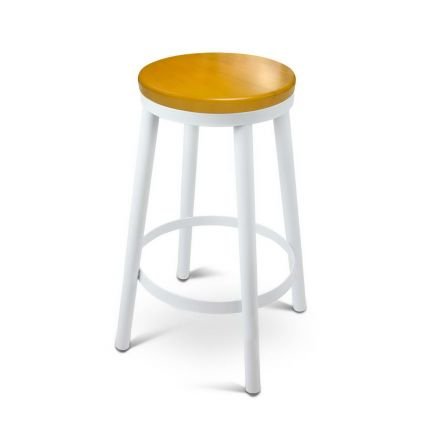 Set Of 2 Round White Stackable Bar Stools