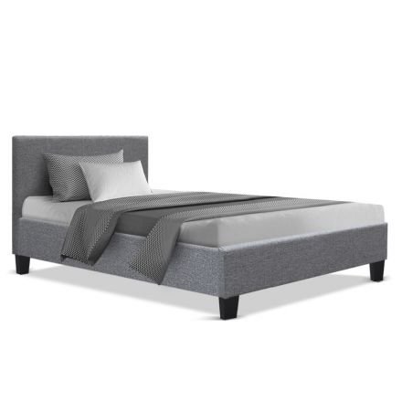 Artiss Single Size Bed Frame Base Mattress Platform Fabric Wooden Grey Neo