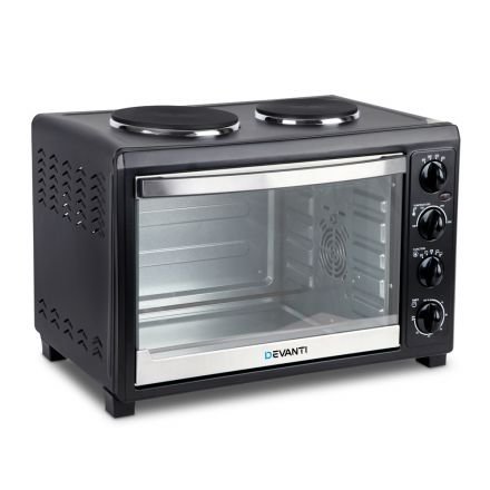 45l Convection Oven With Hotplates - Black